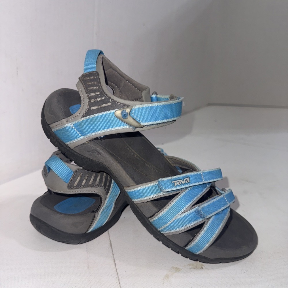 Teva Tirra Strappy Water Blue Gray Hiking Trail Outdoor Gorpcore Sandals Sz 8.5